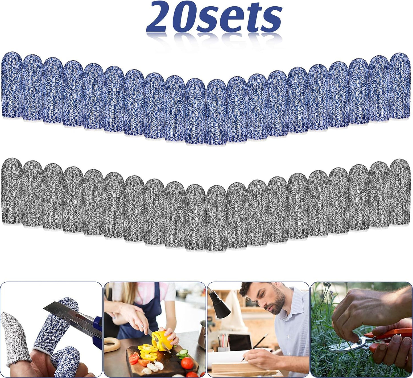 40 Pcs Finger Cots Cut Resistant Protector Anti Cut Finger Sleeve Reusable Fingertips Covers Thumb Fingertips Protection Cots for Kitchen Work Sculpture Supplies
