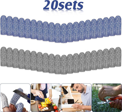 40 Pcs Finger Cots Cut Resistant Protector Anti Cut Finger Sleeve Reusable Fingertips Covers Thumb Fingertips Protection Cots for Kitchen Work Sculpture Supplies