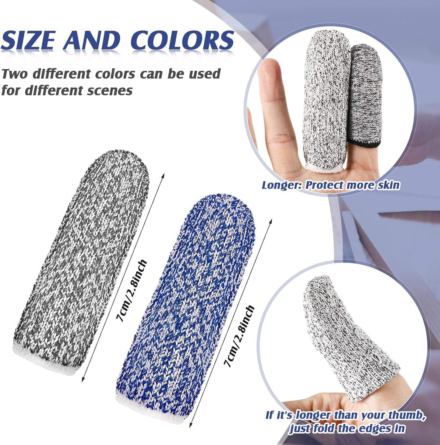 40 Pcs Finger Cots Cut Resistant Protector Anti Cut Finger Sleeve Reusable Fingertips Covers Thumb Fingertips Protection Cots for Kitchen Work Sculpture Supplies
