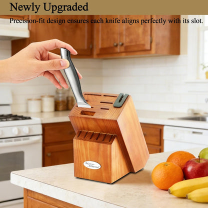 ® Knife Block Set, KYA26 Knife Set with Block, 14 Pieces Stainless Steel Chef Kitchen Knives with Built-in Sharpener