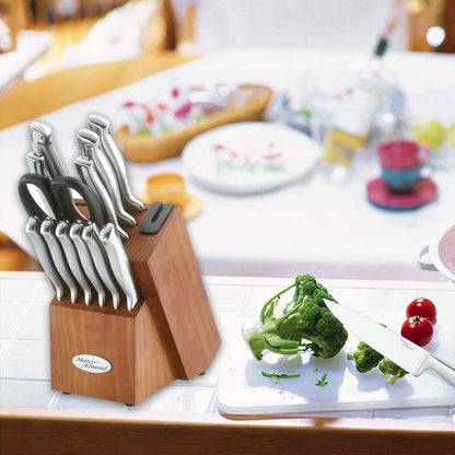 ® Knife Block Set, KYA26 Knife Set with Block, 14 Pieces Stainless Steel Chef Kitchen Knives with Built-in Sharpener