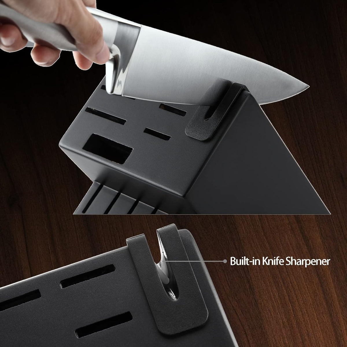 ® Knife Block Set, KYA26 Knife Set with Block, 14 Pieces Stainless Steel Chef Kitchen Knives with Built-in Sharpener