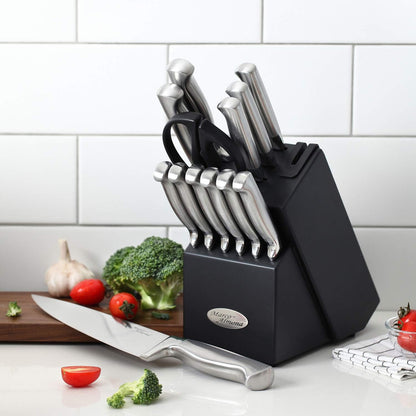 ® Knife Block Set, KYA26 Knife Set with Block, 14 Pieces Stainless Steel Chef Kitchen Knives with Built-in Sharpener