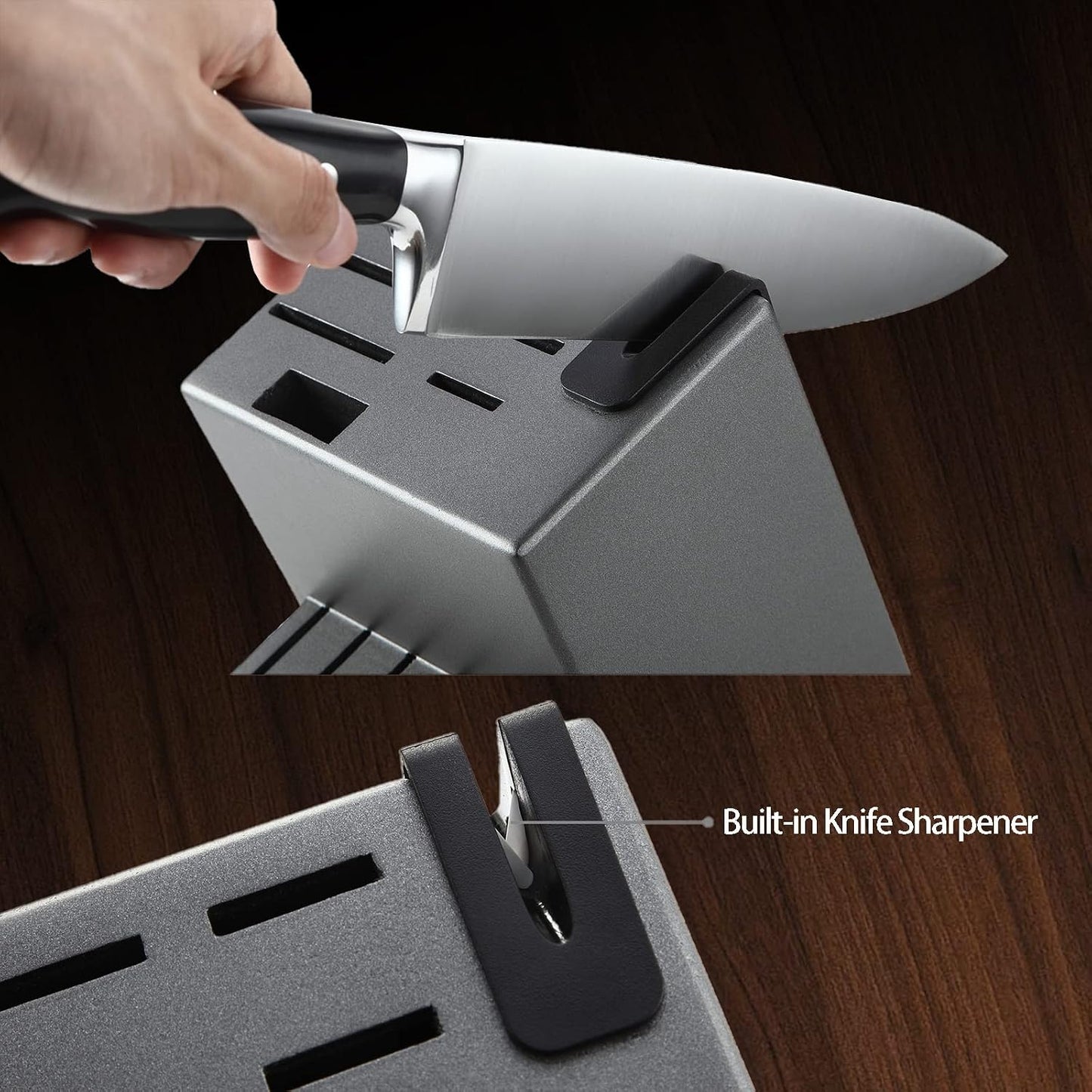 ® Knife Block Set, KYA26 Knife Set with Block, 14 Pieces Stainless Steel Chef Kitchen Knives with Built-in Sharpener