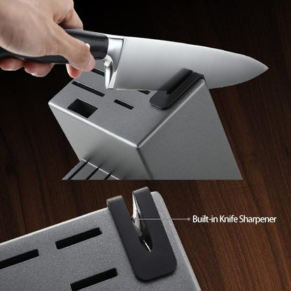 ® Knife Block Set, KYA26 Knife Set with Block, 14 Pieces Stainless Steel Chef Kitchen Knives with Built-in Sharpener