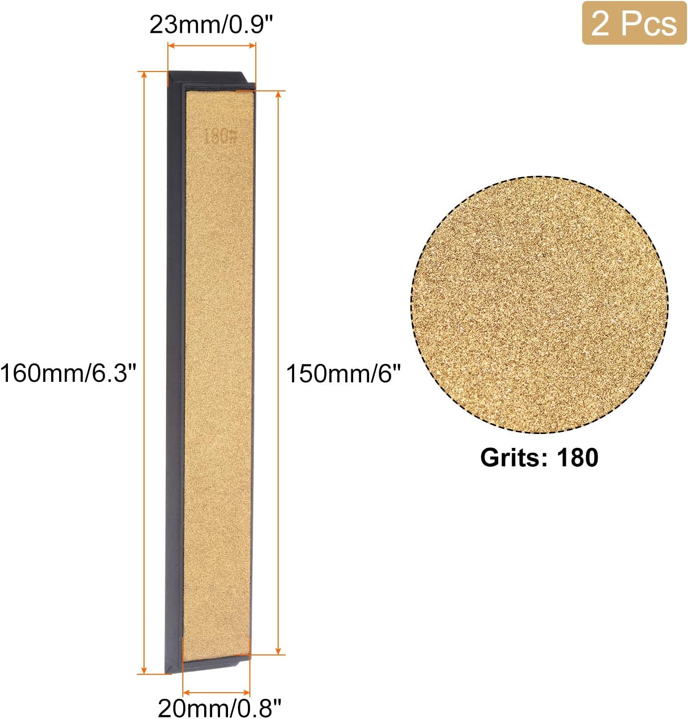 Diamond Sharpening Stone, 6" x 0.8" (150mm x 20mm) 80 Grits Titanium Coated Whetstone Sharpener Grinding Plate Hand Tool 2pcs