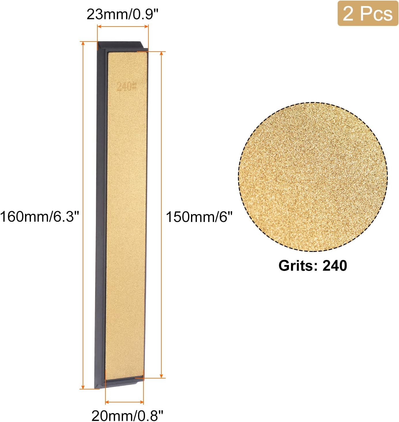 Diamond Sharpening Stone, 6" x 0.8" (150mm x 20mm) 80 Grits Titanium Coated Whetstone Sharpener Grinding Plate Hand Tool 2pcs