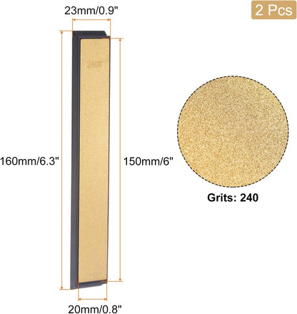 Diamond Sharpening Stone, 6" x 0.8" (150mm x 20mm) 80 Grits Titanium Coated Whetstone Sharpener Grinding Plate Hand Tool 2pcs
