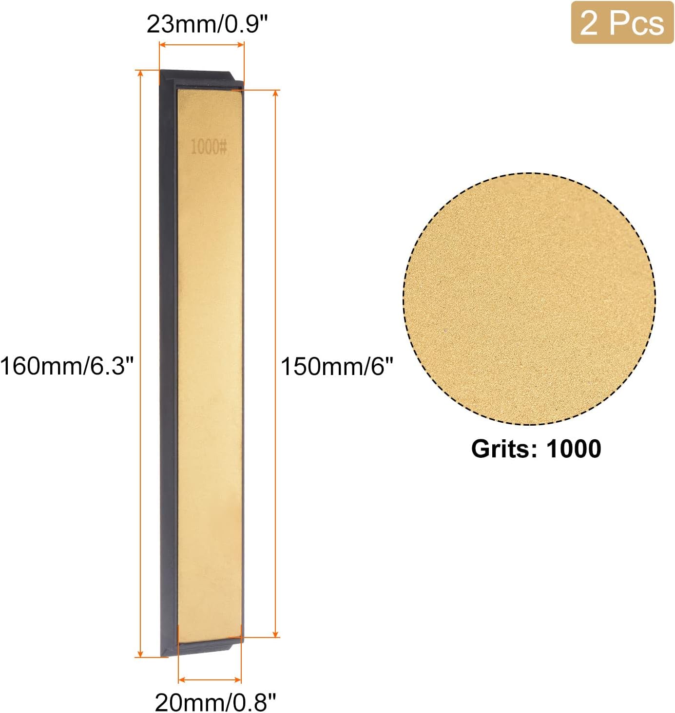 Diamond Sharpening Stone, 6" x 0.8" (150mm x 20mm) 80 Grits Titanium Coated Whetstone Sharpener Grinding Plate Hand Tool 2pcs
