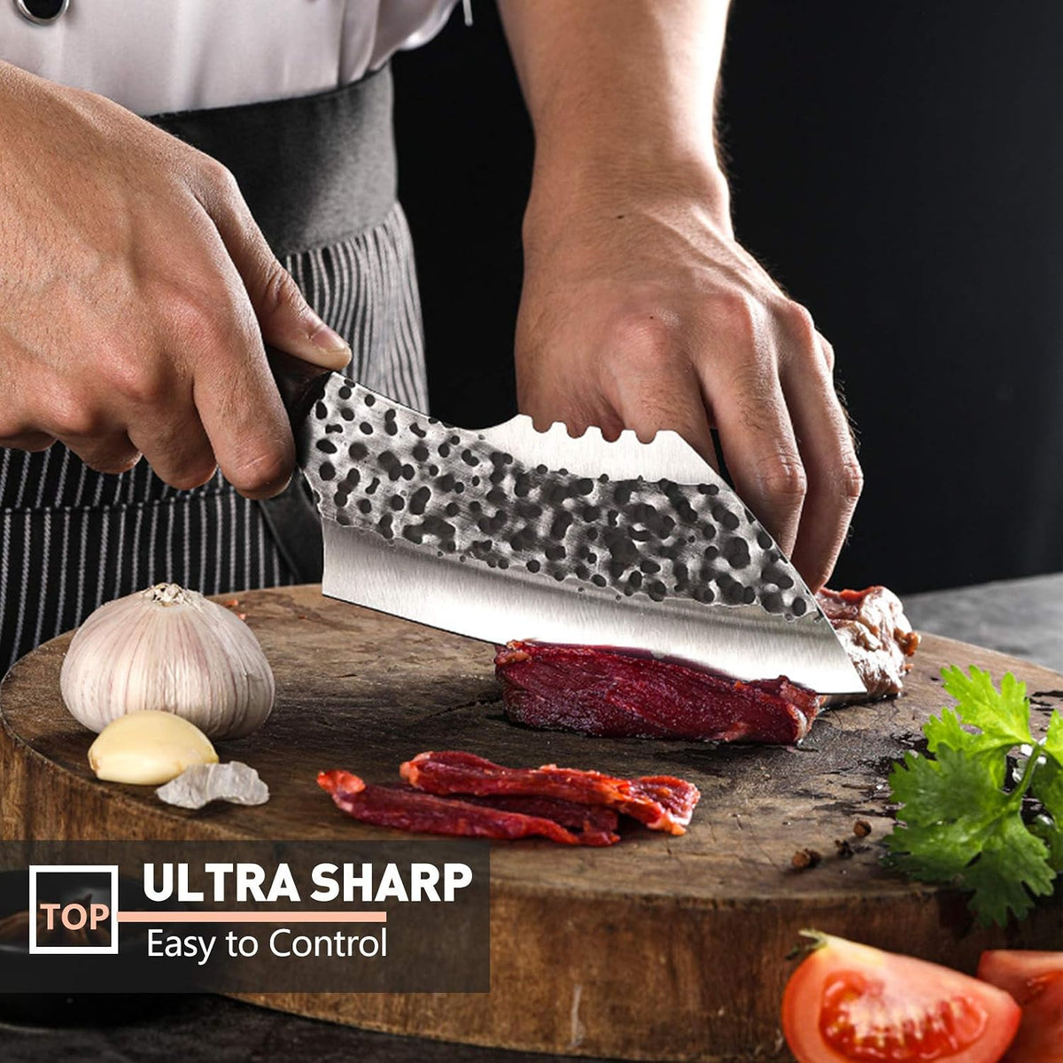Butcher Knife Forged in Fire Knives Outdoor Camping Knife Curved Boning Knife with Sheath Filet Knife for Fishing Carbon Steel Meat Cleaver Knife for Kitchen BBQ Gift Collection
