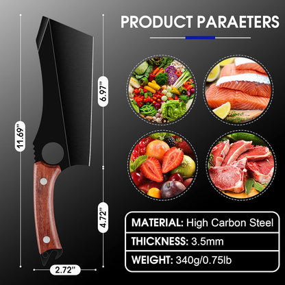 Butcher Knife Forged in Fire Knives Outdoor Camping Knife Curved Boning Knife with Sheath Filet Knife for Fishing Carbon Steel Meat Cleaver Knife for Kitchen BBQ Gift Collection