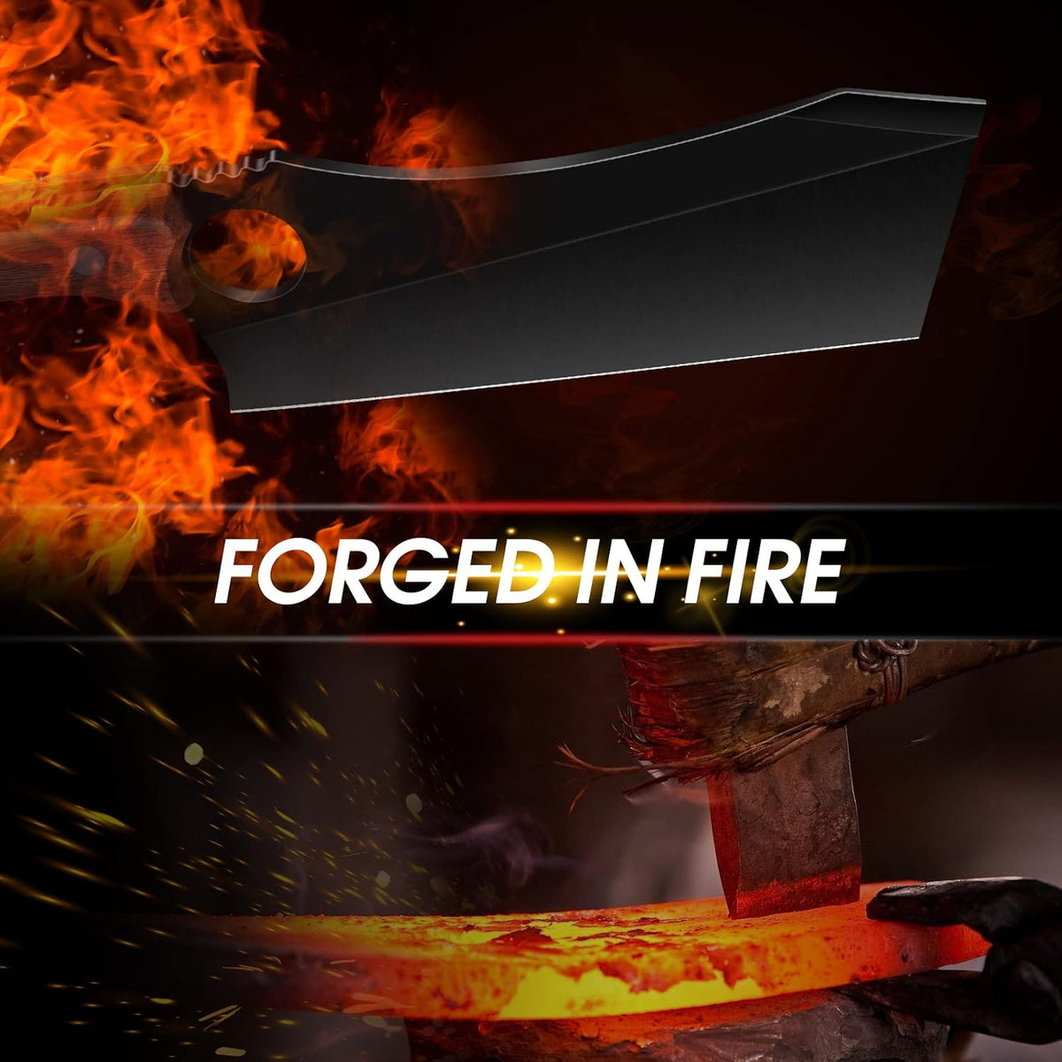 Butcher Knife Forged in Fire Knives Outdoor Camping Knife Curved Boning Knife with Sheath Filet Knife for Fishing Carbon Steel Meat Cleaver Knife for Kitchen BBQ Gift Collection
