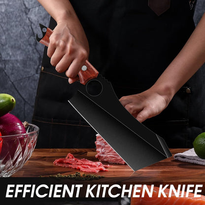 Butcher Knife Forged in Fire Knives Outdoor Camping Knife Curved Boning Knife with Sheath Filet Knife for Fishing Carbon Steel Meat Cleaver Knife for Kitchen BBQ Gift Collection