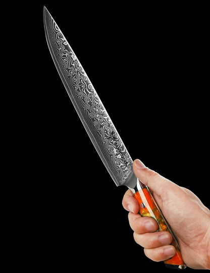 Carving Knife - 9 inch Kitchen Meat Cutting Slicing Knife- Xuan Series - VG10 Damascus Steel with Resin Handle (Starry Black)