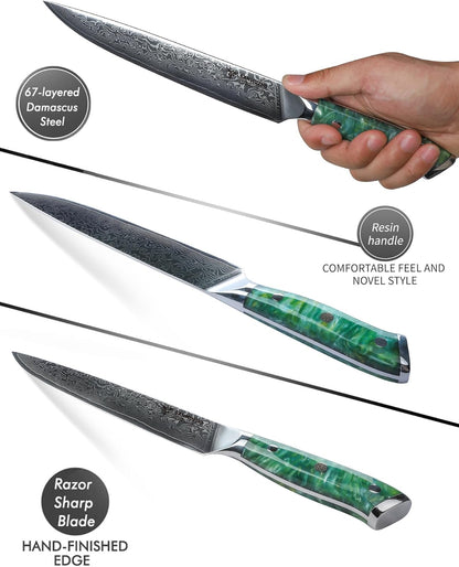 Carving Knife - 9 inch Kitchen Meat Cutting Slicing Knife- Xuan Series - VG10 Damascus Steel with Resin Handle (Starry Black)
