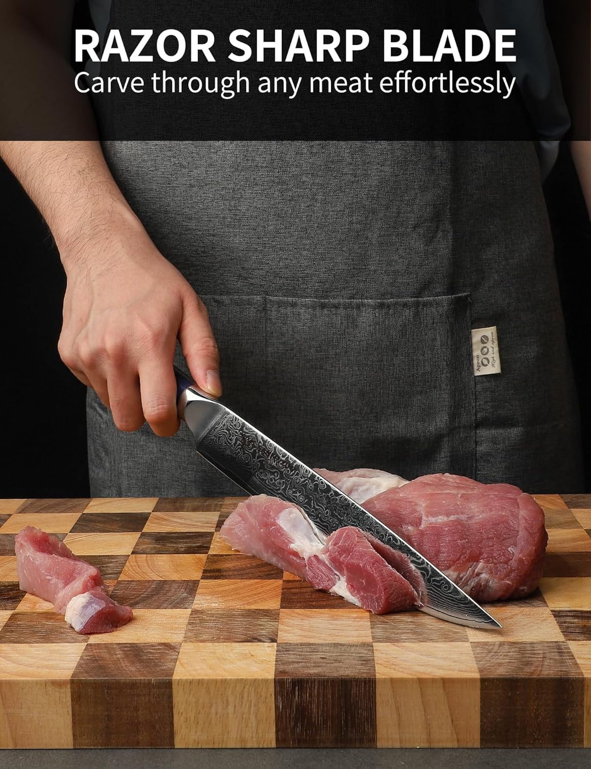 Carving Knife - 9 inch Kitchen Meat Cutting Slicing Knife- Xuan Series - VG10 Damascus Steel with Resin Handle (Starry Black)