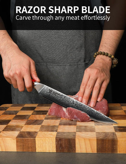 Carving Knife - 9 inch Kitchen Meat Cutting Slicing Knife- Xuan Series - VG10 Damascus Steel with Resin Handle (Starry Black)