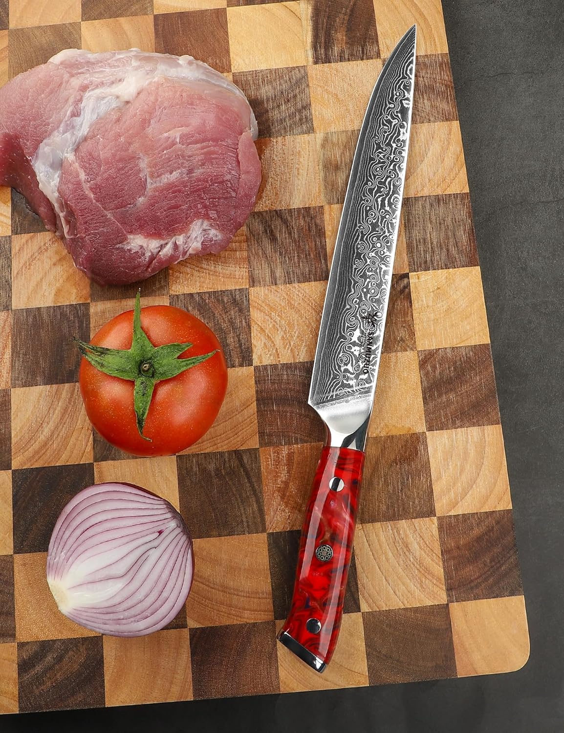 Carving Knife - 9 inch Kitchen Meat Cutting Slicing Knife- Xuan Series - VG10 Damascus Steel with Resin Handle (Starry Black)