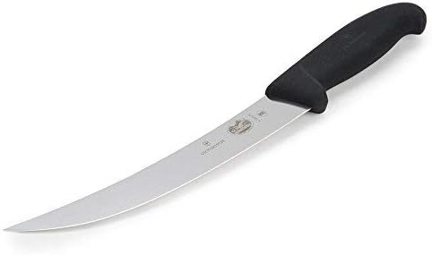 Fibrox 8-Inch Curved Breaking Knife - Pro Butcher Slicing Knife | Swiss made stamped stainless steel blade with a non-slip ergonomic handle, NSF approved and dishwasher safe meat knife