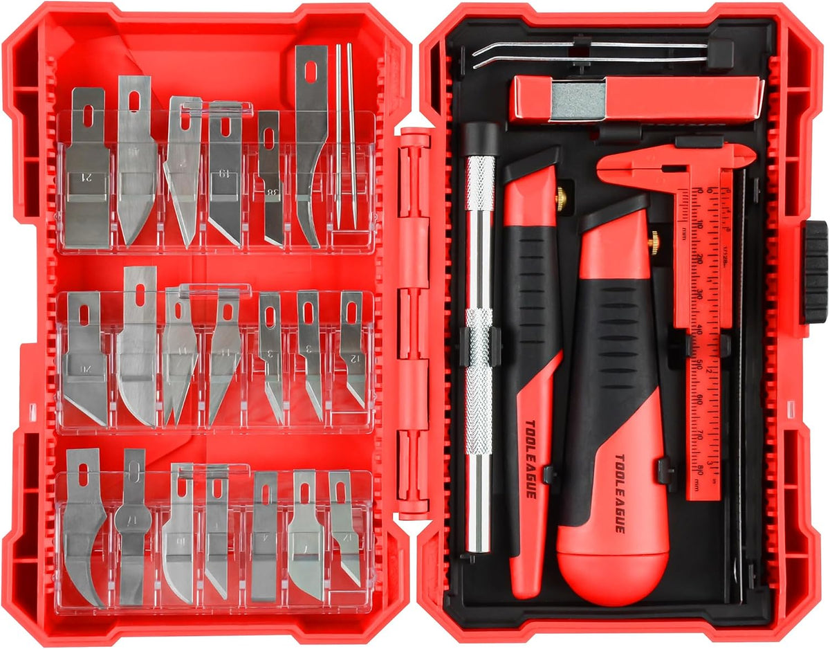 40Pcs Craft Knife Set, Precision Hobby Knife | with Plastic Storage Case, CRV Blades, for Pumpkin Carving, Modeling