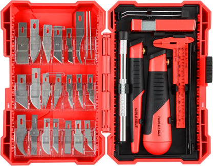 40Pcs Craft Knife Set, Precision Hobby Knife | with Plastic Storage Case, CRV Blades, for Pumpkin Carving, Modeling