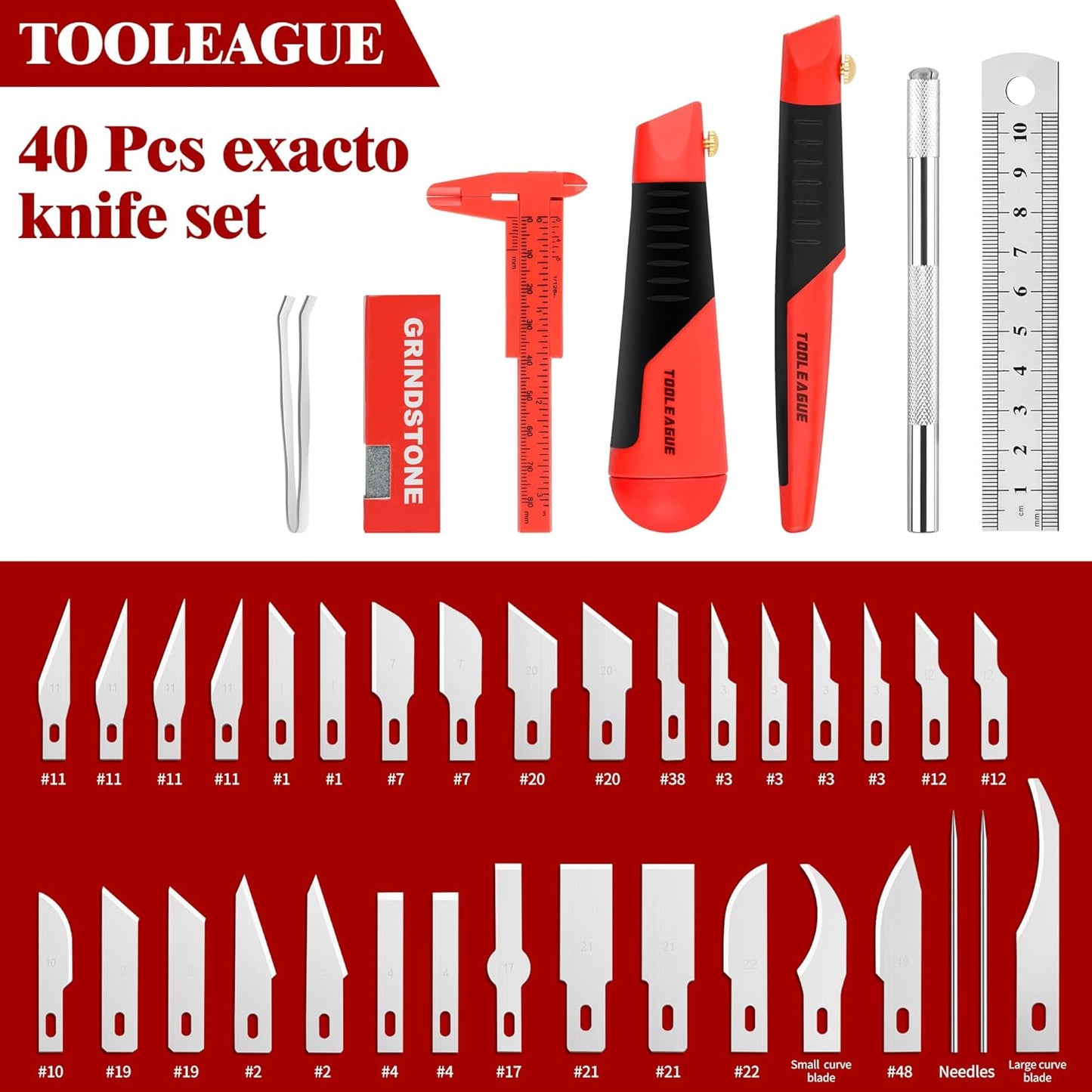 40Pcs Craft Knife Set, Precision Hobby Knife | with Plastic Storage Case, CRV Blades, for Pumpkin Carving, Modeling