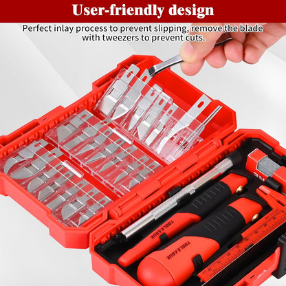 40Pcs Craft Knife Set, Precision Hobby Knife | with Plastic Storage Case, CRV Blades, for Pumpkin Carving, Modeling