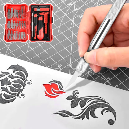 40Pcs Craft Knife Set, Precision Hobby Knife | with Plastic Storage Case, CRV Blades, for Pumpkin Carving, Modeling