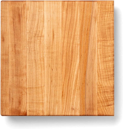 B Series Square Wooden Maple Cutting Board 12”x12” – 1.5” Thick, 6-lb Non-Reversible Butcher Block with Wood Bun Feet & Edge-Grain