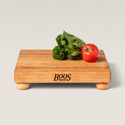 B Series Square Wooden Maple Cutting Board 12”x12” – 1.5” Thick, 6-lb Non-Reversible Butcher Block with Wood Bun Feet & Edge-Grain