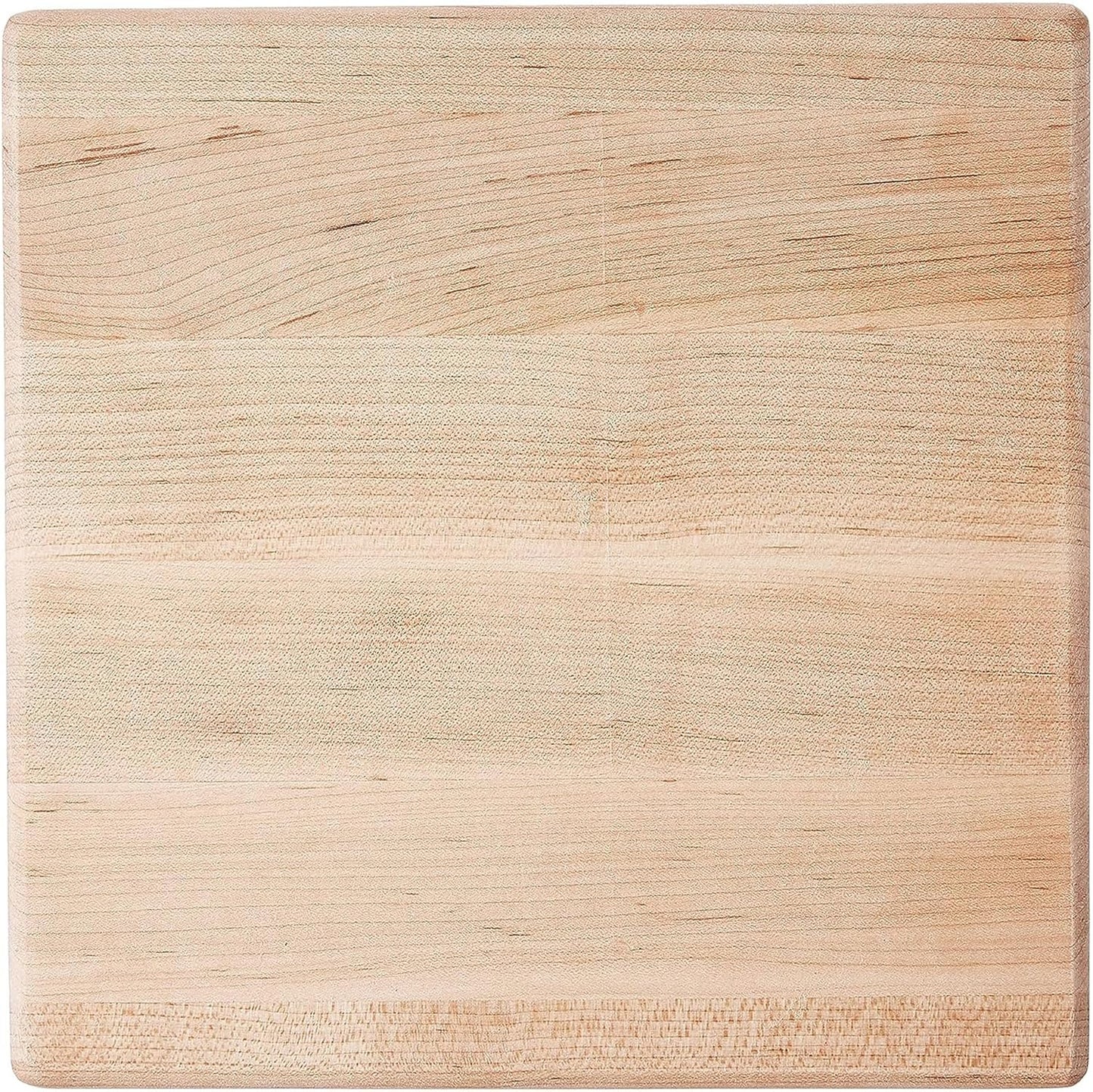 B Series Square Wooden Maple Cutting Board 12”x12” – 1.5” Thick, 6-lb Non-Reversible Butcher Block with Wood Bun Feet & Edge-Grain