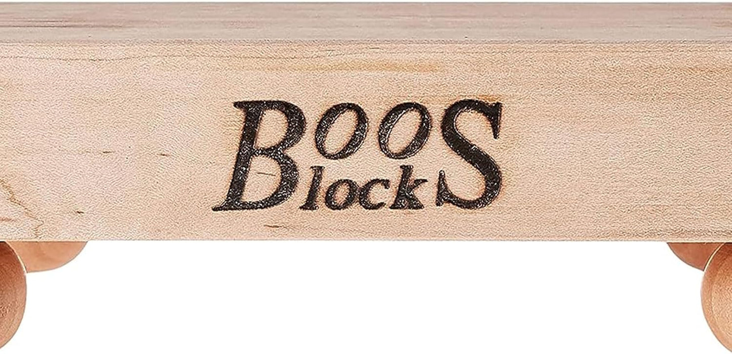 B Series Square Wooden Maple Cutting Board 12”x12” – 1.5” Thick, 6-lb Non-Reversible Butcher Block with Wood Bun Feet & Edge-Grain