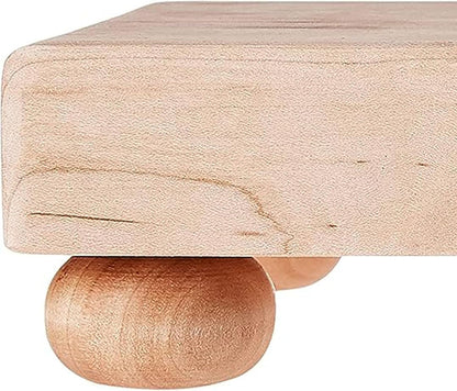 B Series Square Wooden Maple Cutting Board 12”x12” – 1.5” Thick, 6-lb Non-Reversible Butcher Block with Wood Bun Feet & Edge-Grain