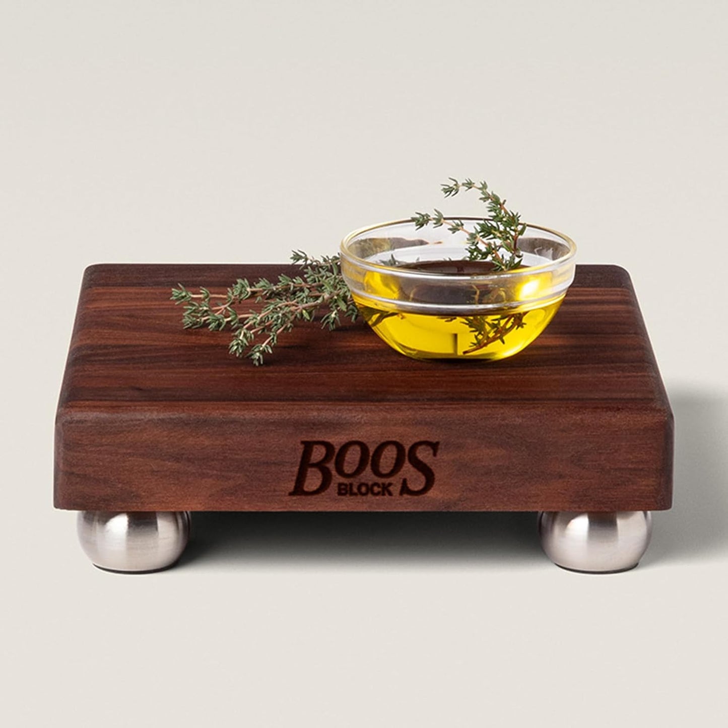 B Series Square Wooden Maple Cutting Board 12”x12” – 1.5” Thick, 6-lb Non-Reversible Butcher Block with Wood Bun Feet & Edge-Grain