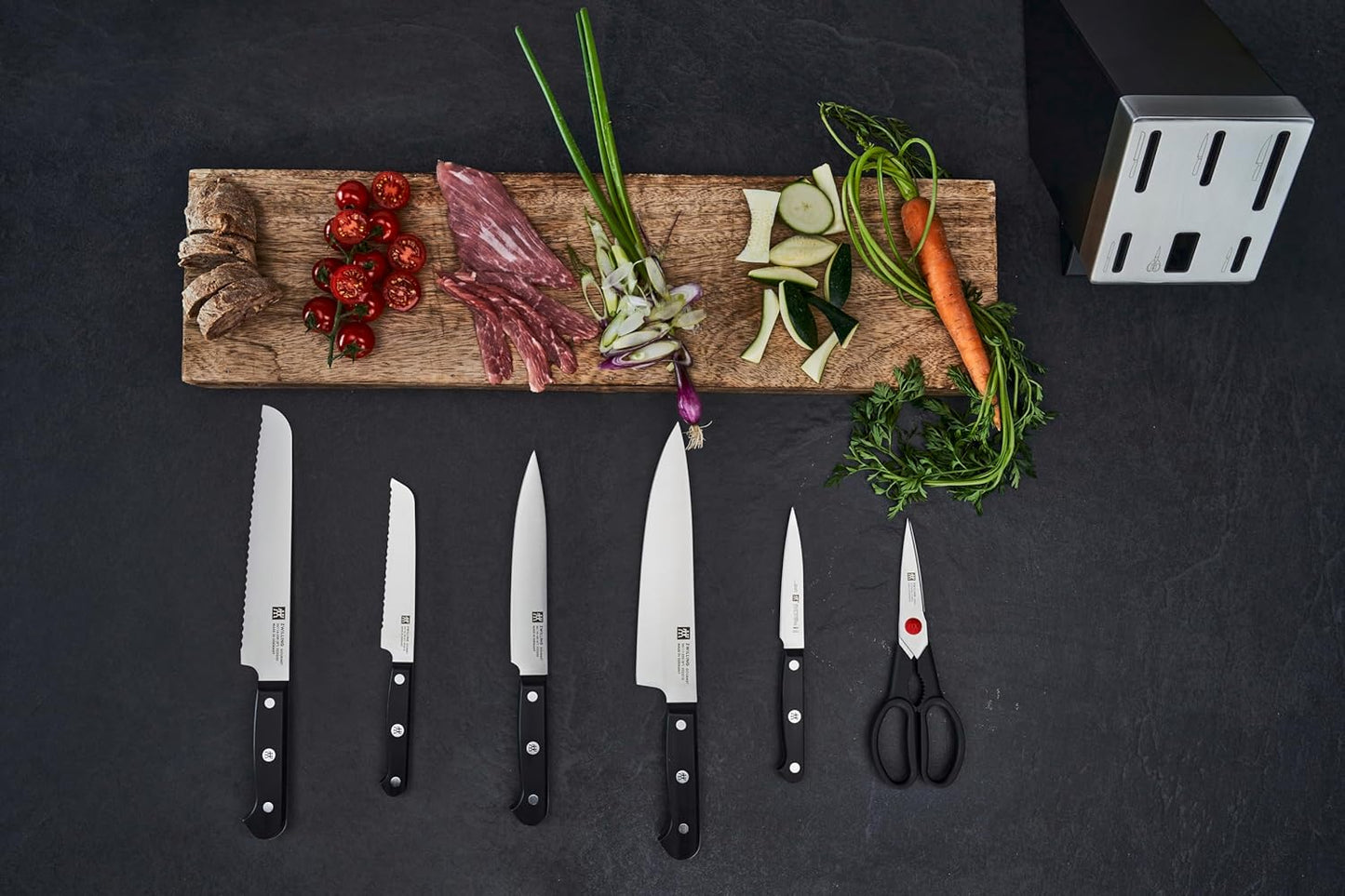 Gourmet 1002455 Self-Sharpening Knife Block 7 Pieces Grey