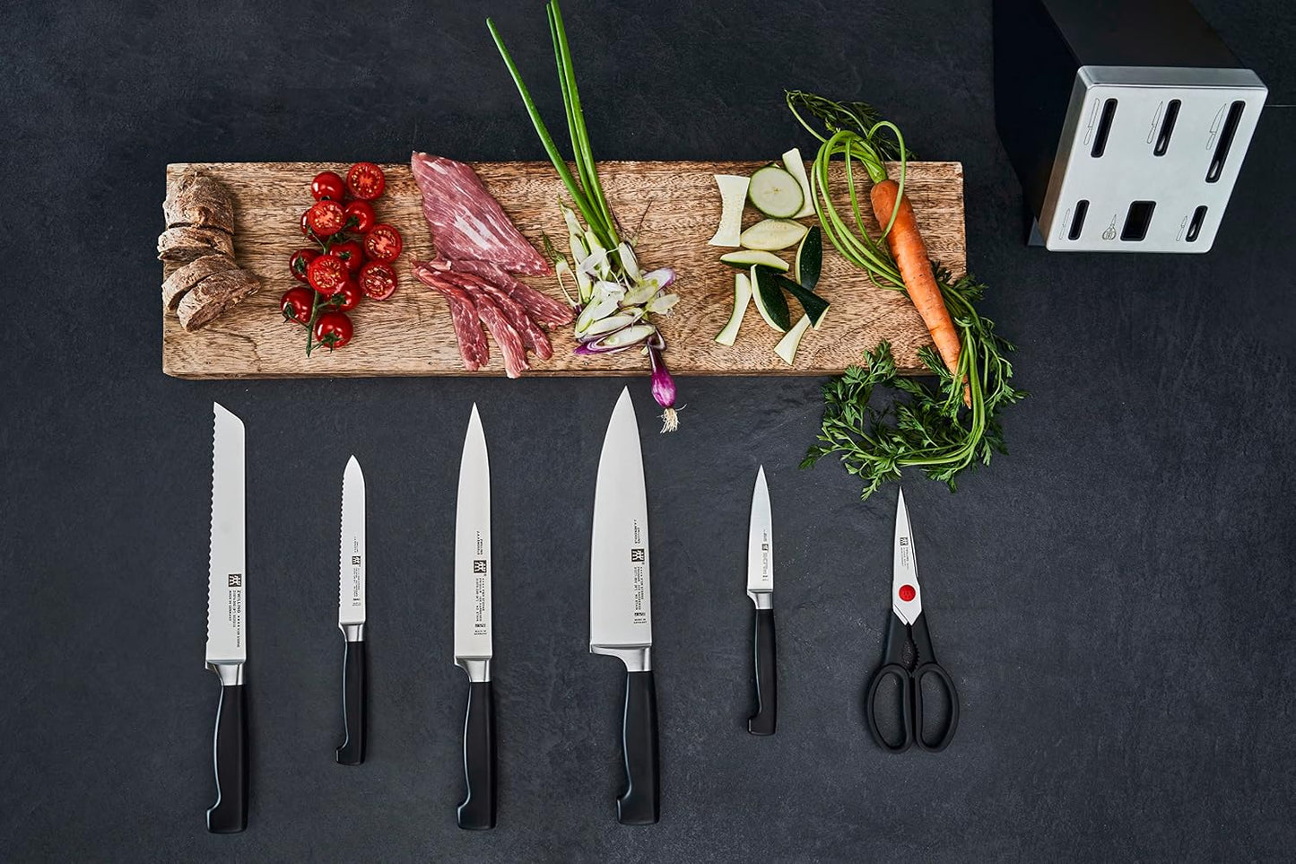 Gourmet 1002455 Self-Sharpening Knife Block 7 Pieces Grey