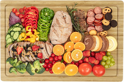 24 x 16 in Bamboo Cutting Board, Large Kitchen Chopping Board with Juicy Groove, Wooden Butcher Block Cutting Board Perfect for Meat, Cheese, Vegetables, Fruits
