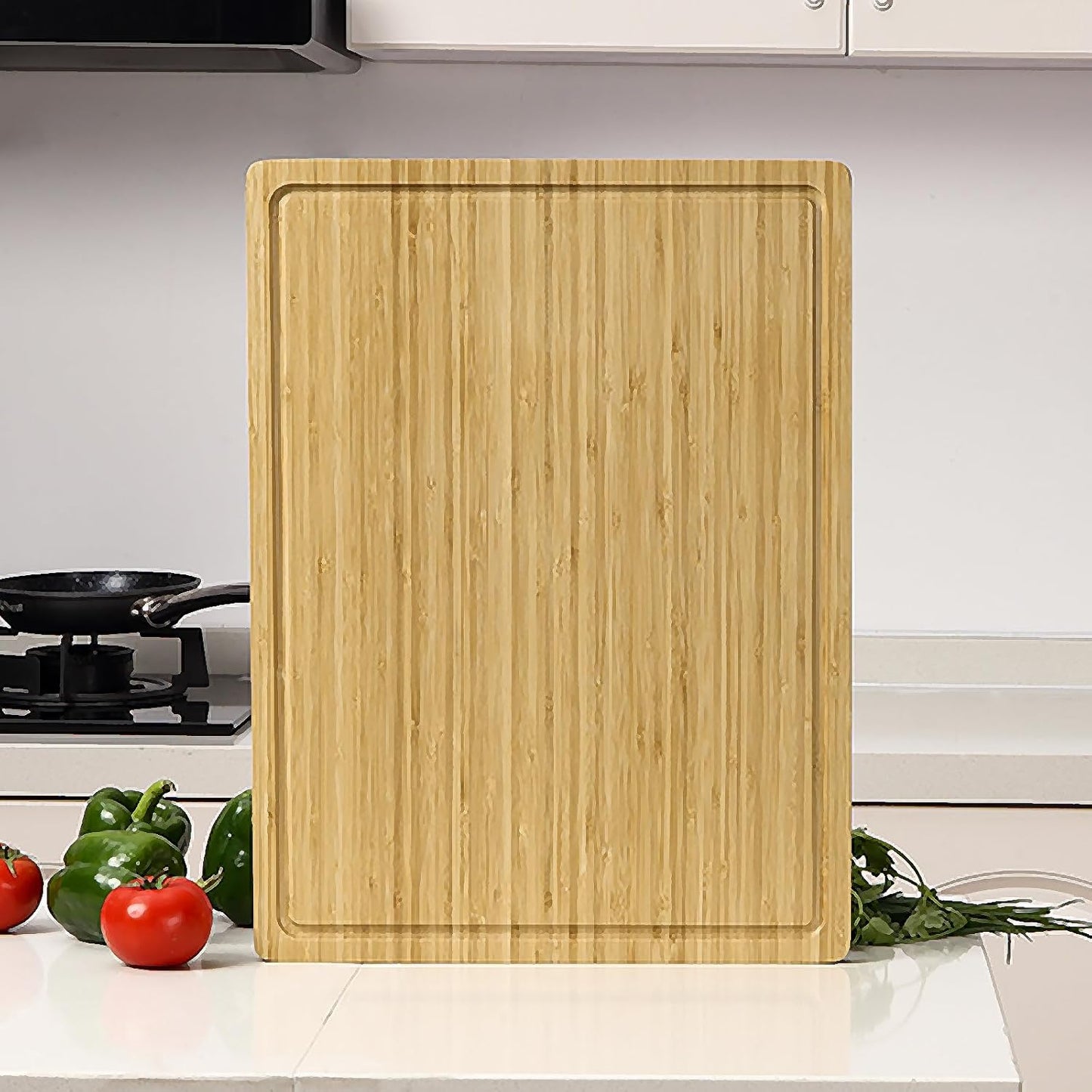 24 x 16 in Bamboo Cutting Board, Large Kitchen Chopping Board with Juicy Groove, Wooden Butcher Block Cutting Board Perfect for Meat, Cheese, Vegetables, Fruits