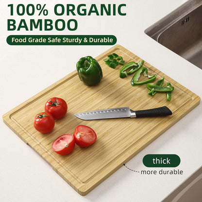 24 x 16 in Bamboo Cutting Board, Large Kitchen Chopping Board with Juicy Groove, Wooden Butcher Block Cutting Board Perfect for Meat, Cheese, Vegetables, Fruits
