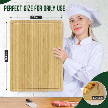24 x 16 in Bamboo Cutting Board, Large Kitchen Chopping Board with Juicy Groove, Wooden Butcher Block Cutting Board Perfect for Meat, Cheese, Vegetables, Fruits
