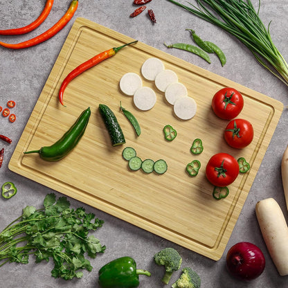 24 x 16 in Bamboo Cutting Board, Large Kitchen Chopping Board with Juicy Groove, Wooden Butcher Block Cutting Board Perfect for Meat, Cheese, Vegetables, Fruits