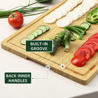 24 x 16 in Bamboo Cutting Board, Large Kitchen Chopping Board with Juicy Groove, Wooden Butcher Block Cutting Board Perfect for Meat, Cheese, Vegetables, Fruits