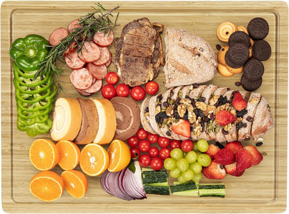24 x 16 in Bamboo Cutting Board, Large Kitchen Chopping Board with Juicy Groove, Wooden Butcher Block Cutting Board Perfect for Meat, Cheese, Vegetables, Fruits