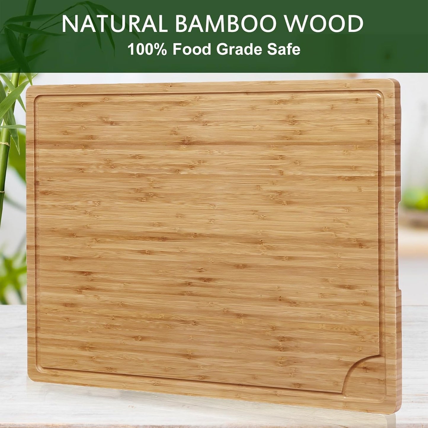 24 x 16 in Bamboo Cutting Board, Large Kitchen Chopping Board with Juicy Groove, Wooden Butcher Block Cutting Board Perfect for Meat, Cheese, Vegetables, Fruits