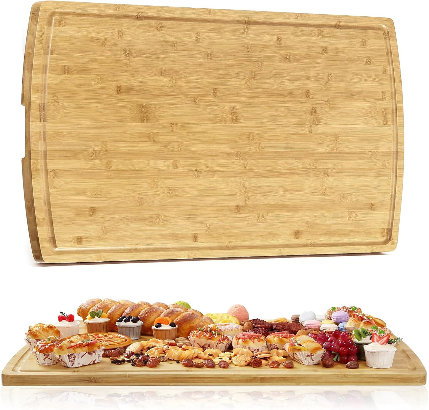 24 x 16 in Bamboo Cutting Board, Large Kitchen Chopping Board with Juicy Groove, Wooden Butcher Block Cutting Board Perfect for Meat, Cheese, Vegetables, Fruits