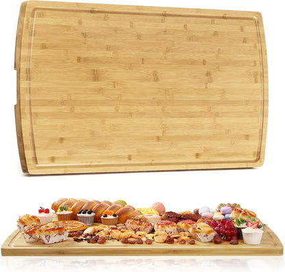 24 x 16 in Bamboo Cutting Board, Large Kitchen Chopping Board with Juicy Groove, Wooden Butcher Block Cutting Board Perfect for Meat, Cheese, Vegetables, Fruits