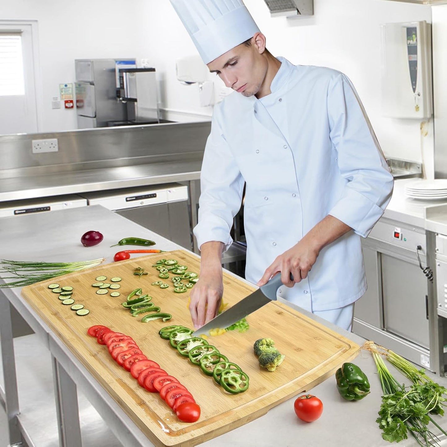 24 x 16 in Bamboo Cutting Board, Large Kitchen Chopping Board with Juicy Groove, Wooden Butcher Block Cutting Board Perfect for Meat, Cheese, Vegetables, Fruits