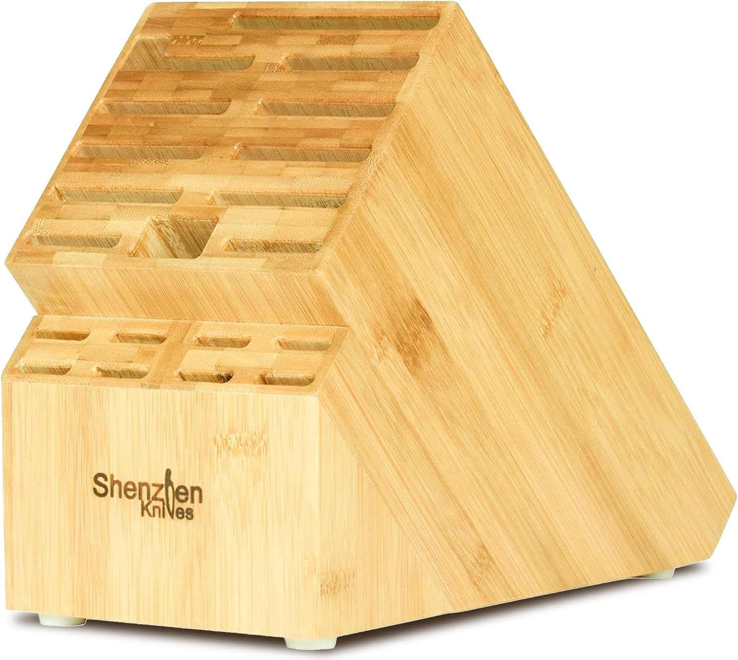 20 Slot Bamboo Countertop Knife Block – Large, 8x5.25x11 | Solid Wood Core, Bamboo Veneer, 20 Knife Slots, Large 8x5.25x11 Inch, Universal Fit, Countertop Storage
