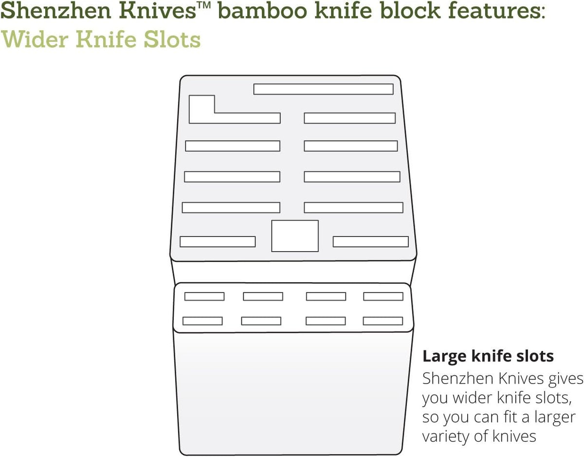20 Slot Bamboo Countertop Knife Block – Large, 8x5.25x11 | Solid Wood Core, Bamboo Veneer, 20 Knife Slots, Large 8x5.25x11 Inch, Universal Fit, Countertop Storage