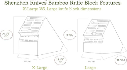 20 Slot Bamboo Countertop Knife Block – Large, 8x5.25x11 | Solid Wood Core, Bamboo Veneer, 20 Knife Slots, Large 8x5.25x11 Inch, Universal Fit, Countertop Storage